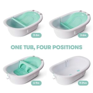 Elm mart Frida Baby 4-in-1 Grow-with-Me Baby Bathtub, Baby Tub for Newborns to Toddler with Removable Bath Seat & Backrest for Bath Support in Tub