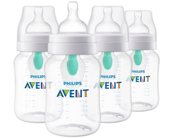 Elm mart Philips Avent Anti-colic Baby Bottle with AirFree Vent, 9oz, 4pk, Clear, SCY703/04