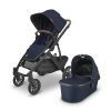 elm mart UPPAbaby Vista V2 Stroller / Convertible Single-To-Double System / Bassinet, Toddler Seat, Bug Shield, Rain Shield, and Storage Bag Included / Noa (Navy/Carbon Frame/Saddle Leather)