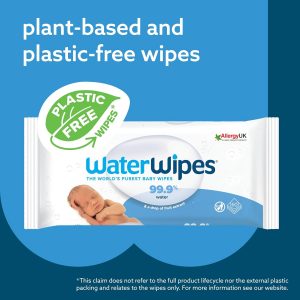 elm mart WaterWipes Plastic-Free Original-baby Wipes, 99.9% Water Based Wipes, Unscented & Hypoallergenic for Sensitive Skin, 60 Count (Pack of 9) Total 540 wipes