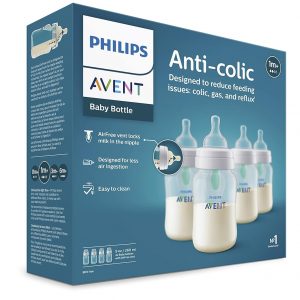 Elm mart Philips Avent Anti-colic Baby Bottle with AirFree Vent, 9oz, 4pk, Clear, SCY703/04