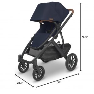 elm mart UPPAbaby Vista V2 Stroller / Convertible Single-To-Double System / Bassinet, Toddler Seat, Bug Shield, Rain Shield, and Storage Bag Included / Noa (Navy/Carbon Frame/Saddle Leather)