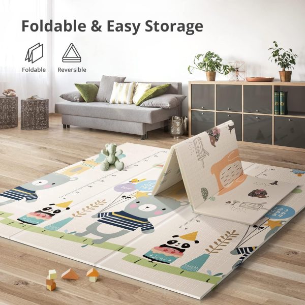 Elm mart UANLAUO Foldable Baby Play Mat, Extra Large Waterproof Activity Playmats for Babies,Toddlers, Infants, Play & Tummy Time, Foam Baby Mat for Floor with Travel Bag (Bear(59x59x0.4inch))