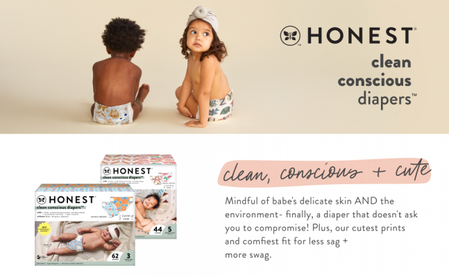 Elm mart The Honest Company Clean Conscious Diapers | Plant-Based, Sustainable | Orange You Cute + Feeling Nauti | Club Box, Size 3 (16-28 lbs), 62 Count