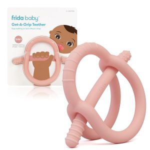 Elm mart Frida Baby Get-A-Grip BabyTeether for Teething Relief | 100% Food-Grade Silicone Teething Toys for Baby 0-6, 12, 18 Months Infant, BPA-Free, PVC-Free | Pink