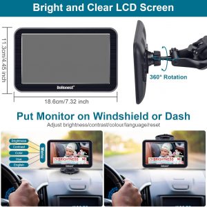 Elm mart Elmmart DoHonest Baby Car Camera 7-Inch: USB Plug and Play Easy Setup 360° Rotating Backseat Camera Two Kids HD 1080P Rear Facing Car Seat Camera Clear Night Vision -V9