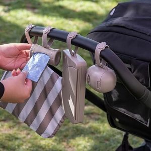 Elm mart Ubbi Retractable On-the-Go Bag Dispenser for Baby Travel, Diaper Bag Accessory Must Have for Newborns, Helpful Baby Accessory, Taupe