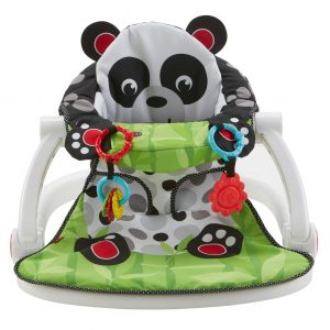 Elm mart Fisher-Price Portable Baby Chair Sit-Me-Up Floor Seat with Developmental Toys and Crinkle & Squeaker Seat Pad, Panda Paws