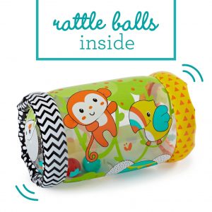 elm mart Infantino Jungle Peek & Roll - Encourages Crawling, Inflatable Activity Toy with Bouncing Balls Inside