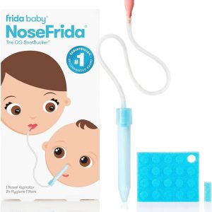 elm mart Frida Baby NoseFrida SnotSucker Nasal Aspirator for Baby, Baby Nose Sucker with 24 Extra Hygiene Filters