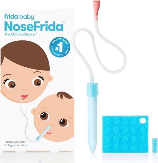 elm mart Frida Baby NoseFrida SnotSucker Nasal Aspirator for Baby, Baby Nose Sucker with 24 Extra Hygiene Filters