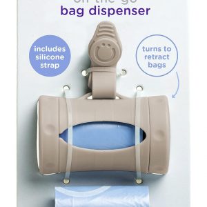 Elm mart Ubbi Retractable On-the-Go Bag Dispenser for Baby Travel, Diaper Bag Accessory Must Have for Newborns, Helpful Baby Accessory, Taupe