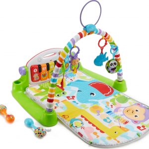 elm mart Fisher-Price Baby Playmat Deluxe Kick & Play Piano Gym Learning Toy & 2 Maracas Soft Rattles for Newborn to Toddler Play Ages 0+ Months