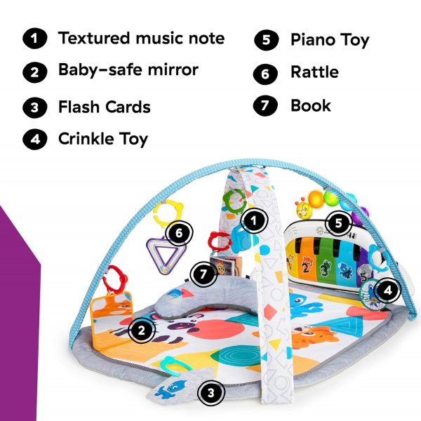 Elm mart Baby Einstein 4-in-1 Kickin' Tunes Music and Language Play Gym and Piano Tummy Time Activity Mat