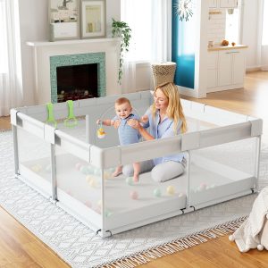 Elm mart Fodoss Baby Playpen, Playpen for Babies & Toddlers, 47x47 Small Baby Play Pen,Toddler Playpen for Apartment,Play Yard for Baby,Baby Activity Play Fence, Extra Large Baby Playard