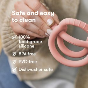 Elm mart Frida Baby Get-A-Grip BabyTeether for Teething Relief | 100% Food-Grade Silicone Teething Toys for Baby 0-6, 12, 18 Months Infant, BPA-Free, PVC-Free | Pink