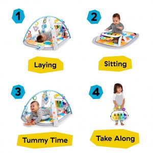 Elm mart Baby Einstein 4-in-1 Kickin' Tunes Music and Language Play Gym and Piano Tummy Time Activity Mat