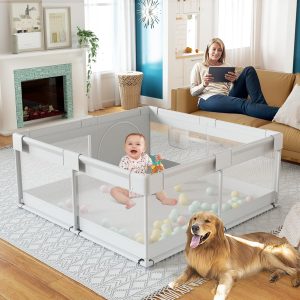 Elm mart Fodoss Baby Playpen, Playpen for Babies & Toddlers, 47x47 Small Baby Play Pen,Toddler Playpen for Apartment,Play Yard for Baby,Baby Activity Play Fence, Extra Large Baby Playard