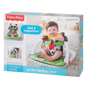 Elm mart Fisher-Price Portable Baby Chair Sit-Me-Up Floor Seat with Developmental Toys and Crinkle & Squeaker Seat Pad, Panda Paws