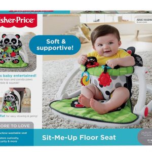 Elm mart Fisher-Price Portable Baby Chair Sit-Me-Up Floor Seat with Developmental Toys and Crinkle & Squeaker Seat Pad, Panda Paws