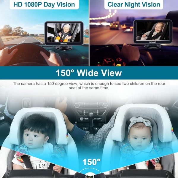 Elm mart Elmmart DoHonest Baby Car Camera 7-Inch: USB Plug and Play Easy Setup 360° Rotating Backseat Camera Two Kids HD 1080P Rear Facing Car Seat Camera Clear Night Vision -V9