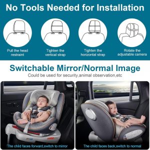 Elm mart Elmmart DoHonest Baby Car Camera 7-Inch: USB Plug and Play Easy Setup 360° Rotating Backseat Camera Two Kids HD 1080P Rear Facing Car Seat Camera Clear Night Vision -V9