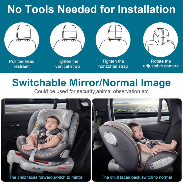 Elm mart Elmmart DoHonest Baby Car Camera 7-Inch: USB Plug and Play Easy Setup 360° Rotating Backseat Camera Two Kids HD 1080P Rear Facing Car Seat Camera Clear Night Vision -V9