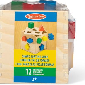 Elm Mart Melissa & Doug Shape Sorting Cube - Classic Wooden Toy With 12 Shapes