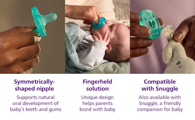 Elm Mart Philips Avent Soothie Orthodontic Baby Pacifiers, 100% Silicone Pacifiers, One Piece, BPA-Free, for Babies 0-3 Months, Green, 4 Pack, Model SCF190/41