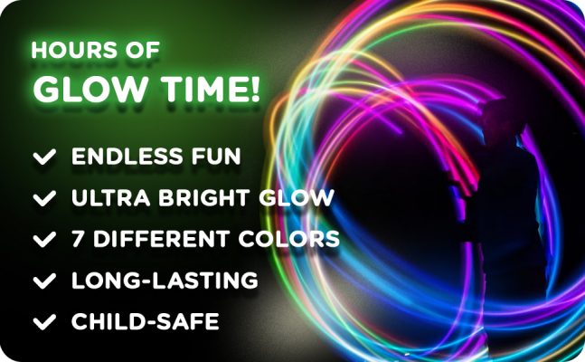 Elm Mart 100 Ultra Bright Glow Sticks Bulk - Halloween Glow in the Dark Party Supplies Pack - 8" Glowsticks Party Favors with Bracelets and Necklaces