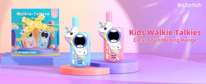 Elm Mart Unicorn Walkie Talkies for Kids,Toys Gifts for 3-9 Year Old Boys Girls Ages 5-7 Kids Walkie Talkies Outdoor Hiking 2 Way Radio Toy for 3-12 Year Old Boy Girl Halloween Birthday Gift