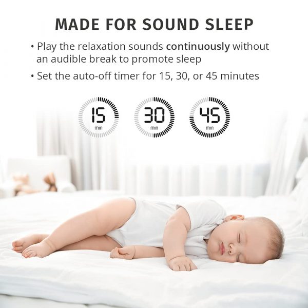 Elm Mart MyBaby Baby Sound Machine, White Noise Sound Machine for Baby, Travel and Nursery. 4 Soothing Sounds, Integrated Clip, Small and Lightweight. Great for Baby Registry Searches