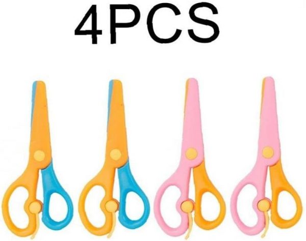 4pcs Plastic Safety Scissors, Toddler Safety Scissors Kids Plastic Scissors Toddler Scissors for Children Art Supplies