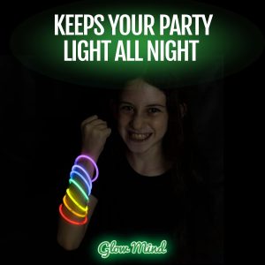 Elm Mart 100 Ultra Bright Glow Sticks Bulk - Halloween Glow in the Dark Party Supplies Pack - 8" Glowsticks Party Favors with Bracelets and Necklaces