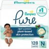 Elm Mart Pampers Pure Protection Diapers Newborn - Size 0, 128 Count, Hypoallergenic Premium Disposable Baby Diapers