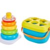 Elm Mart Fisher-Price Infant Toy Set with Baby’s First Blocks (10 Shapes) and Rock-a-Stack Ring Stacking Toy for Ages 6+ Months (Amazon Exclusive)