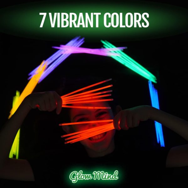 Elm Mart 100 Ultra Bright Glow Sticks Bulk - Halloween Glow in the Dark Party Supplies Pack - 8" Glowsticks Party Favors with Bracelets and Necklaces