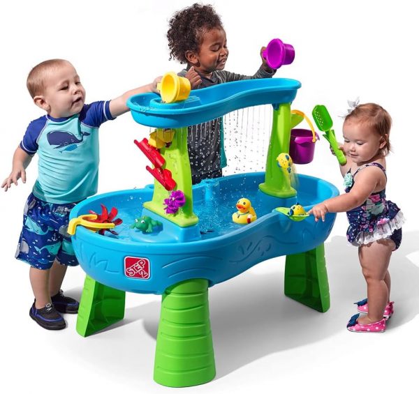 Elm Mart Step2 Rain Showers Splash Pond Toddler Water Table, Kids Water and Sand Activity Sensory Playset, Summer Outdoor Toys, 13 Piece Toy Accessories, For Toddles 1.5+ Years Old