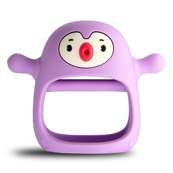 Elm Mart Smily Mia Smily Mia Penguin Teethers, Silicone TeethingToys for Babies 0-6Months, Baby Teethers for 3-6Months, Hand Teether for Infants, Pacifiers for New Born,Light Purple Visit the Smily Mia Store