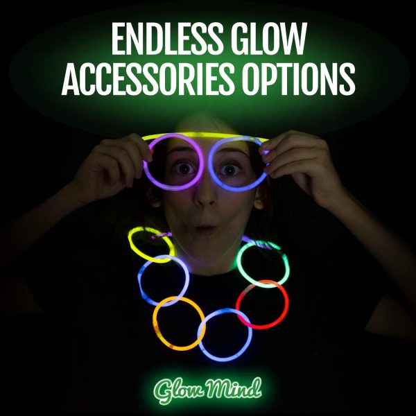 Elm Mart 100 Ultra Bright Glow Sticks Bulk - Halloween Glow in the Dark Party Supplies Pack - 8" Glowsticks Party Favors with Bracelets and Necklaces