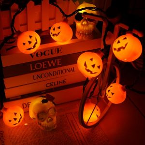 Elm Mart Halloween Pumpkin String Lights, 8.5 Ft Halloween String Lights with 10 LEDs Jack O Lantern Pumpkin Lights Orange Halloween Lights for Indoor Outdoor Party Halloween Decor