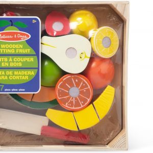 Elm Mart Melissa & Doug Cutting Fruit Set - Wooden Play Food Kitchen Accessory, Multi - Pretend Play Accessories, Wooden Cutting Fruit Toys For Toddlers And Kids Ages 3+