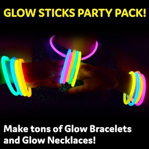 Elm Mart 100 Ultra Bright Glow Sticks Bracelets and Necklaces - Premium Glow in the Dark Party Supplies and Decorations - Bulk 8" Glowsticks Party Favors Pack