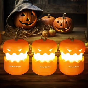 Elm Mart EverBrite 3-Pack Halloween Pumpkin Lantern, Collapsible Jack O Lantern Pumpkins with Lanyard, Halloween Party Favors for Kids, Light up Pumpkin Outdoor for Halloween Party Decoration