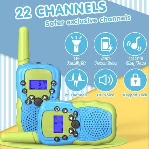 Elm Mart Selieve Toys for 3-12 Year Old Boys Girls, Easter Basket Stuffers, Walkie Talkies for Kids 22 Channels 2 Way Radio Toy with Backlit LCD Flashlight, 3 Miles Range for Outside, Camping, Hiking