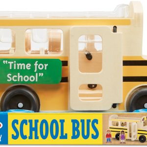 Elm Mart Melissa & Doug School Bus Wooden Toy Set With 7 Figures, Pretend Play, Classic Toys For Kids