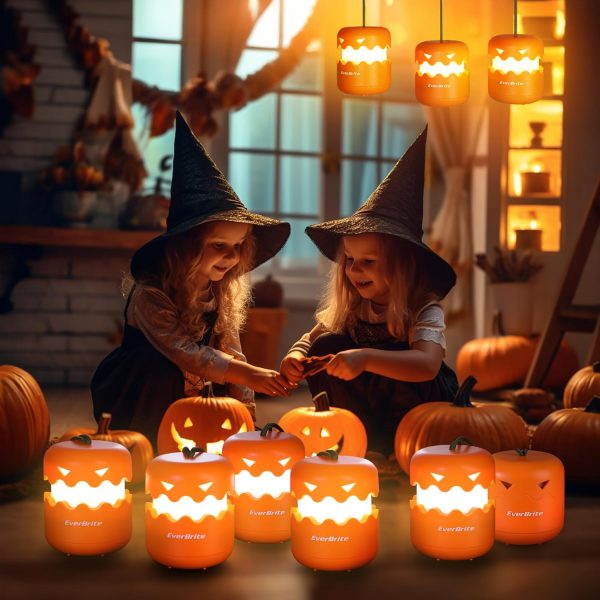 Elm Mart EverBrite 3-Pack Halloween Pumpkin Lantern, Collapsible Jack O Lantern Pumpkins with Lanyard, Halloween Party Favors for Kids, Light up Pumpkin Outdoor for Halloween Party Decoration