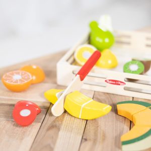 Elm Mart Melissa & Doug Cutting Fruit Set - Wooden Play Food Kitchen Accessory, Multi - Pretend Play Accessories, Wooden Cutting Fruit Toys For Toddlers And Kids Ages 3+