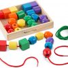 Elm Mart Melissa & Doug Primary Lacing Beads - Educational Toy With 30 Wooden Beads and 2 Laces Beads For Toddlers, Fine Motor Skills Lacing Toys For Toddlers And Kids Ages 3+