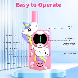 Elm Mart Unicorn Walkie Talkies for Kids,Toys Gifts for 3-9 Year Old Boys Girls Ages 5-7 Kids Walkie Talkies Outdoor Hiking 2 Way Radio Toy for 3-12 Year Old Boy Girl Halloween Birthday Gift